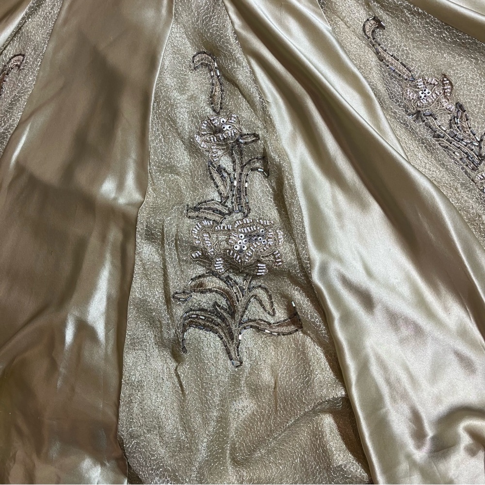 Vintage 100% Silk Beaded Dress Lace Dress Vintage Drop Waist Gown Prom Dress - Picture 12 of 17